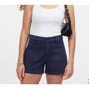 MADEWELL Emmett Shorts Women 32 Garment-Dyed NEW Navy Blue Patch Pocket NQ907